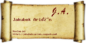 Jakubek Arián névjegykártya